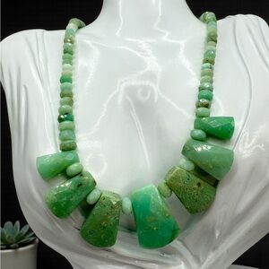NWT Jay King Mine Finds Sterling Silver 925 Green Opal Beaded Necklace 18” DTR